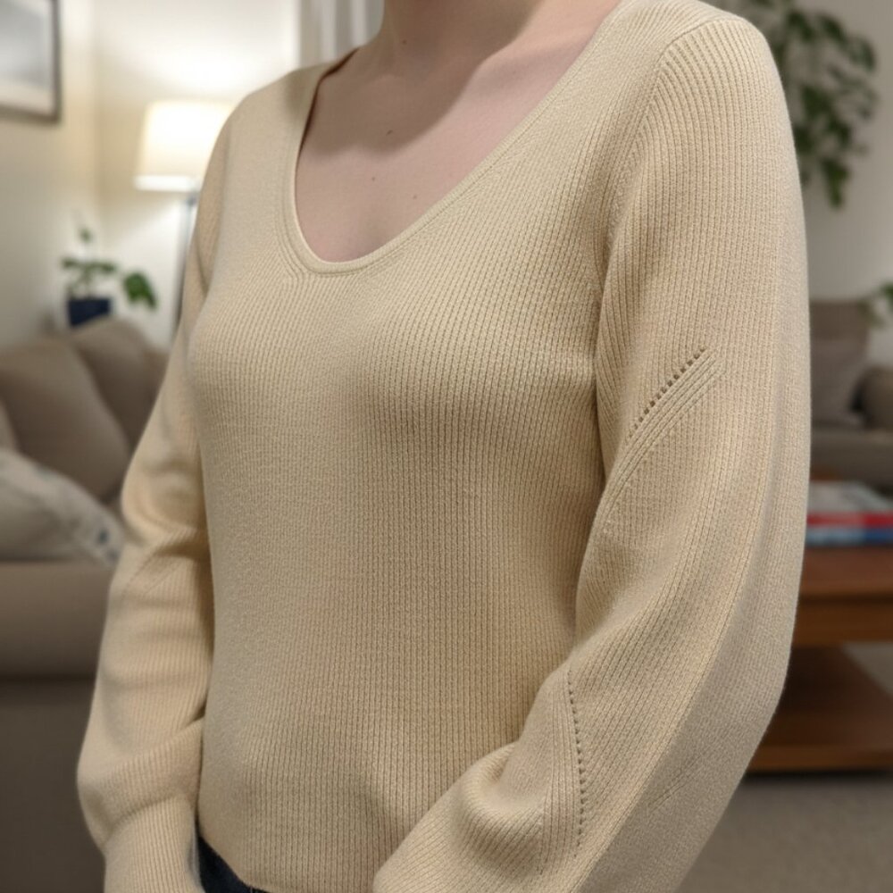Abercrombie & Fitch Yellow Ribbed Knit Sweater Top | Size M